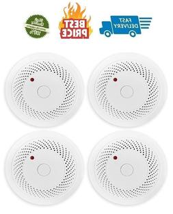 NEW 4 Pack Battery Operated Smoke Detector&Fire Alarm with P